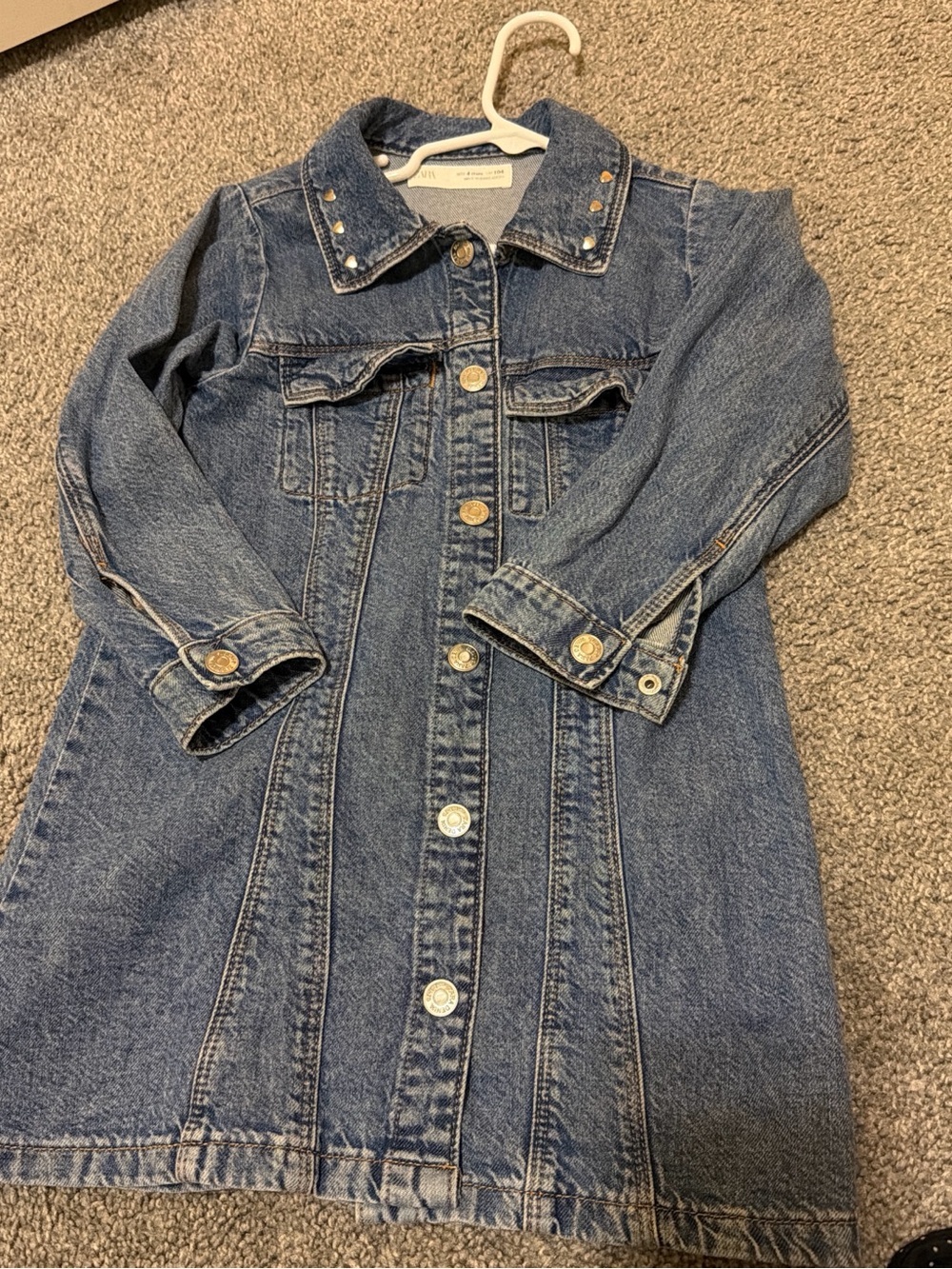 Zara Girls Blue Denim Button-Front Dress Jacket